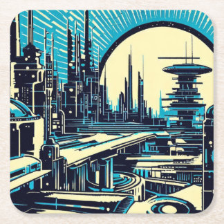 Dessous-de-verre Carré En Papier Sciage urbain futuriste SF 3