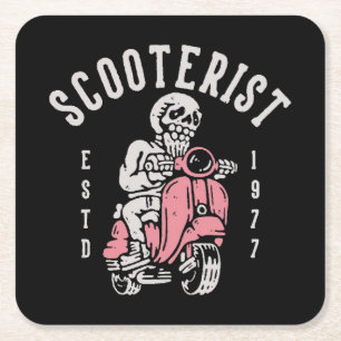 Dessous-de-verre Carré En Papier scooteriste votre slogan ici