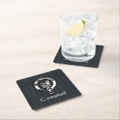 Dessous-de-verre Carré En Papier Scottish Campbell Crest Badge & Tartan (En situation)