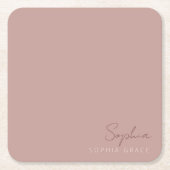 Dessous-de-verre Carré En Papier Script manuscrit moderne Dusty Rose customisé (Devant)