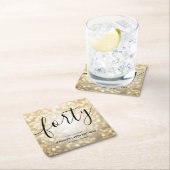 Dessous-de-verre Carré En Papier Script moderne Lumières Parties scintillant or 40e (En situation)