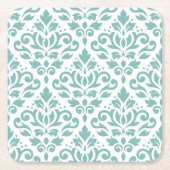 Dessous-de-verre Carré En Papier Scroll Damask Teal Pattern (Devant)
