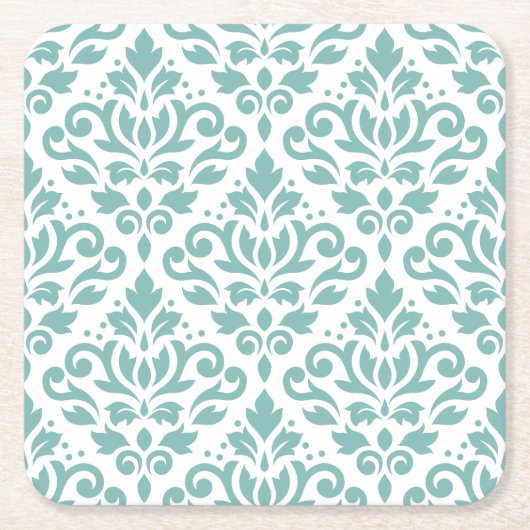 Dessous-de-verre Carré En Papier Scroll Damask Teal Pattern (Devant)