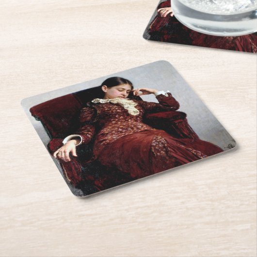 Dessous-de-verre Carré En Papier Se reposer, Ilya Repin (Incliné)