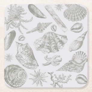 Dessous-de-verre Carré En Papier Seashell Soft Antique Art Beach Shops