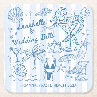 Dessous-de-verre Carré En Papier Seashells wedding bells mermaid bridesmaids gifts
