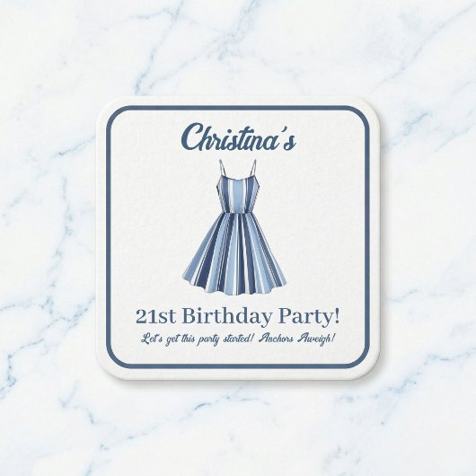 Dessous-de-verre Carré En Papier Seaside Stripes Celebration