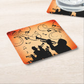 Dessous-de-verre Carré En Papier Section Trumpet Jazz Musique Orange Rust (Incliné)