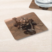 Dessous-de-verre Carré En Papier Selfie de Mars Curiosity Paysage martien rouge (Incliné)