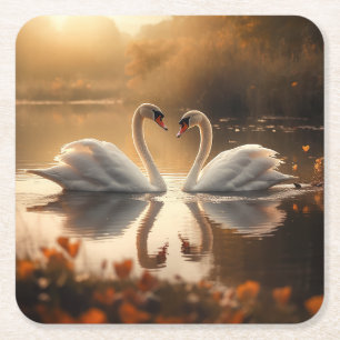 Dessous-de-verre Carré En Papier Serenity Twilight - Swans in Love