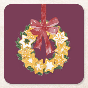 Dessous-de-verre Carré En Papier Serre de biscuits de Noël avec Arrière - plan de p
