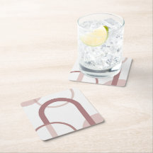 Set de dessous de verre à arche abstraite rose pou
