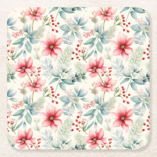 Dessous-de-verre Carré En Papier Set de dessous de verre en papier floral rouge pou
