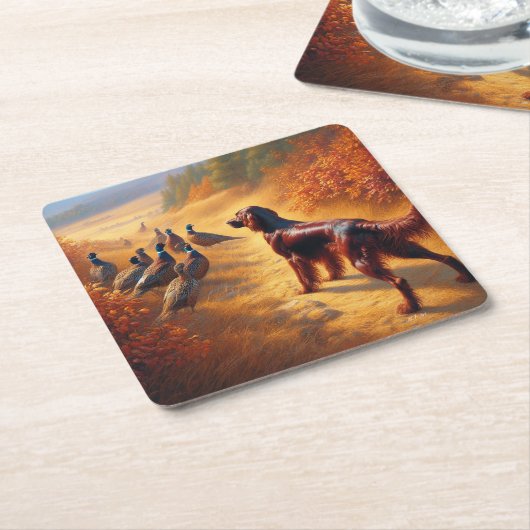 Dessous-de-verre Carré En Papier Setter irlandais (Incliné)