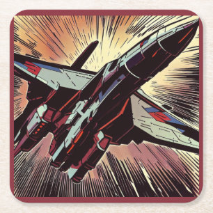 Dessous-de-verre Carré En Papier SF - Anime Starfighter Woodcut 2
