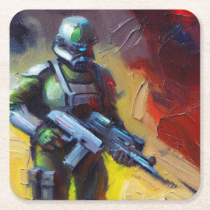 Dessous-de-verre Carré En Papier SF - Héros militaire 2