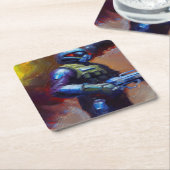 Dessous-de-verre Carré En Papier SF - Héros militaire 4 (Incliné)