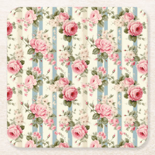 Dessous-de-verre Carré En Papier Shabby Chic Roses Vintages
