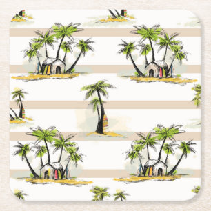 Dessous-de-verre Carré En Papier Shack tropical et paumes