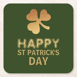 Dessous-de-verre Carré En Papier Shamrock Gold Foil, Saint Patrick's Day