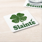 Dessous-de-verre Carré En Papier Shamrock Slainte (Incliné)