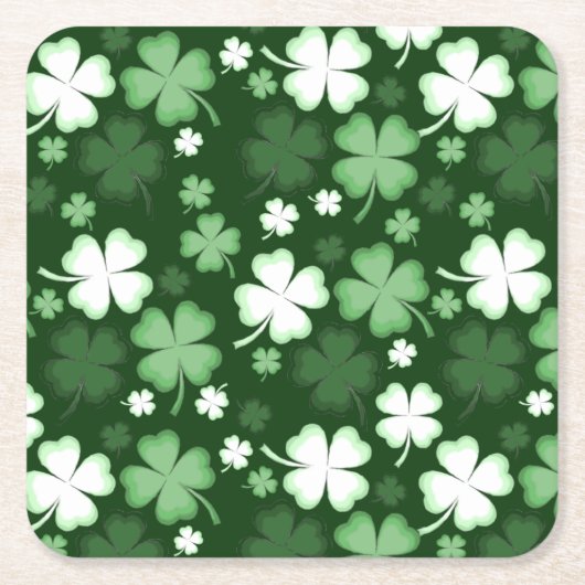 Dessous-de-verre Carré En Papier Shamrock vert, Saint Patrick's Day (Devant)