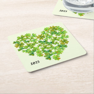 Dessous-de-verre Carré En Papier Shamrocks dans un coeur
