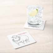 Dessous-de-verre Carré En Papier Sheep With Holly (En situation)