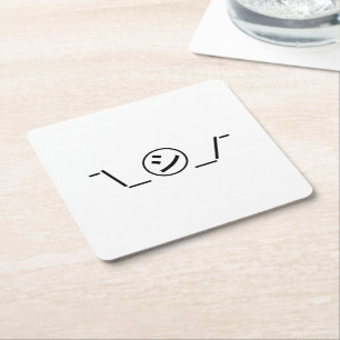 Dessous-de-verre Carré En Papier Shi Kana Shrug Emoticon -\_ ㋛_/+Japonais Kaomoji