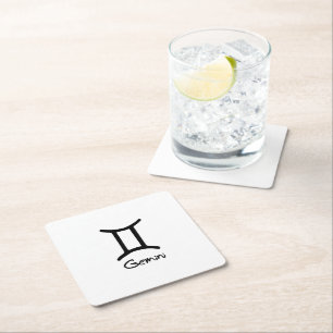 Dessous-de-verre Carré En Papier Signe du zodiaque Gémeaux sur fond blanc