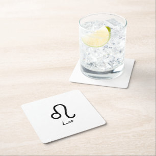 Dessous-de-verre Carré En Papier Signe du zodiaque Lion sur fond blanc