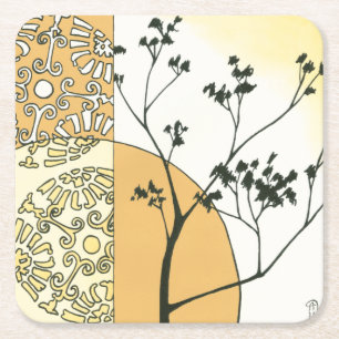 Dessous-de-verre Carré En Papier Silhouette clairsemée d'arbre par Megan Meagher