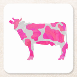 Dessous-de-verre Carré En Papier Silhouette de roses indien et de blanc de vache