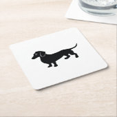 Dessous-de-verre Carré En Papier Silhouette de teckel (Incliné)