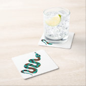 Dessous-de-verre Carré En Papier Silhouette d'impression Brown et Turquoise de serp (En situation)