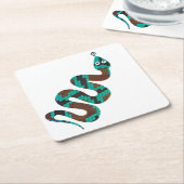 Dessous-de-verre Carré En Papier Silhouette d'impression Brown et Turquoise de serp (Incliné)