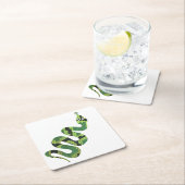 Dessous-de-verre Carré En Papier Silhouette d'impression en noir et vert serpent (En situation)