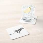 Dessous-de-verre Carré En Papier Silhouette gris léopard et gris clair (En situation)