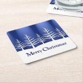 Dessous-de-verre Carré En Papier Silhouettes d'arbre blanc Noël élégant (Incliné)