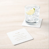 Dessous-de-verre Carré En Papier Simple Antique Gold Monogramme Mariage Enregistrer (En situation)