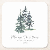 Dessous-de-verre Carré En Papier Simple arbre de Noël élégant | Pin (Devant)