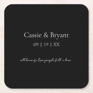 Dessous-de-verre Carré En Papier Simple Elegant noir et blanc Mariage gothique