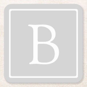 Dessous-de-verre Carré En Papier Simple Light Grey monogram