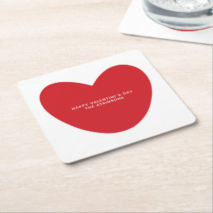 Dessous-de-verre Carré En Papier Simple mignon coeur rouge personnalisé Saint Valen