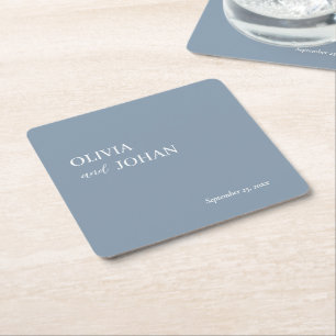 Dessous-de-verre Carré En Papier Simple, moderne et minimaliste Mariage Dusty Blu