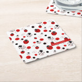 Dessous-de-verre Carré En Papier Simple Motif Ladybug rouge, noir et blanc (Incliné)