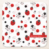 Dessous-de-verre Carré En Papier Simple Motif Ladybug rouge, noir et blanc (Devant)