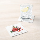 Dessous-de-verre Carré En Papier Simple Script Aquarelle Ornement de Noël (En situation)