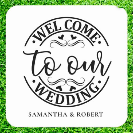DESSOUS-DE-VERRE CARRÉ EN PAPIER SIMPLE WELCOME WEDDING 