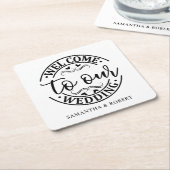 DESSOUS-DE-VERRE CARRÉ EN PAPIER SIMPLE WELCOME WEDDING  (Incliné)